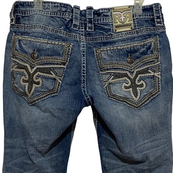 Rock Revival Mens Torin Boot Cut Jeans Size 38 Modern Western Edgy Urban Cowboy - Picture 1 of 10